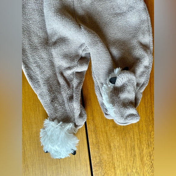 Teddybear 2 piece baby set 0-3 First Impressions Fuzzy Teddy Brown Winter - Picture 4 of 5